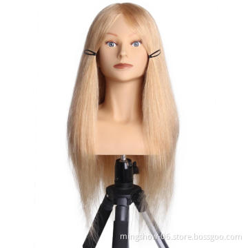 Hairdressing Training Heads 100% Human Hair 20" Mannequin Head With Long Hair High Quality Hair Practice Head For competition